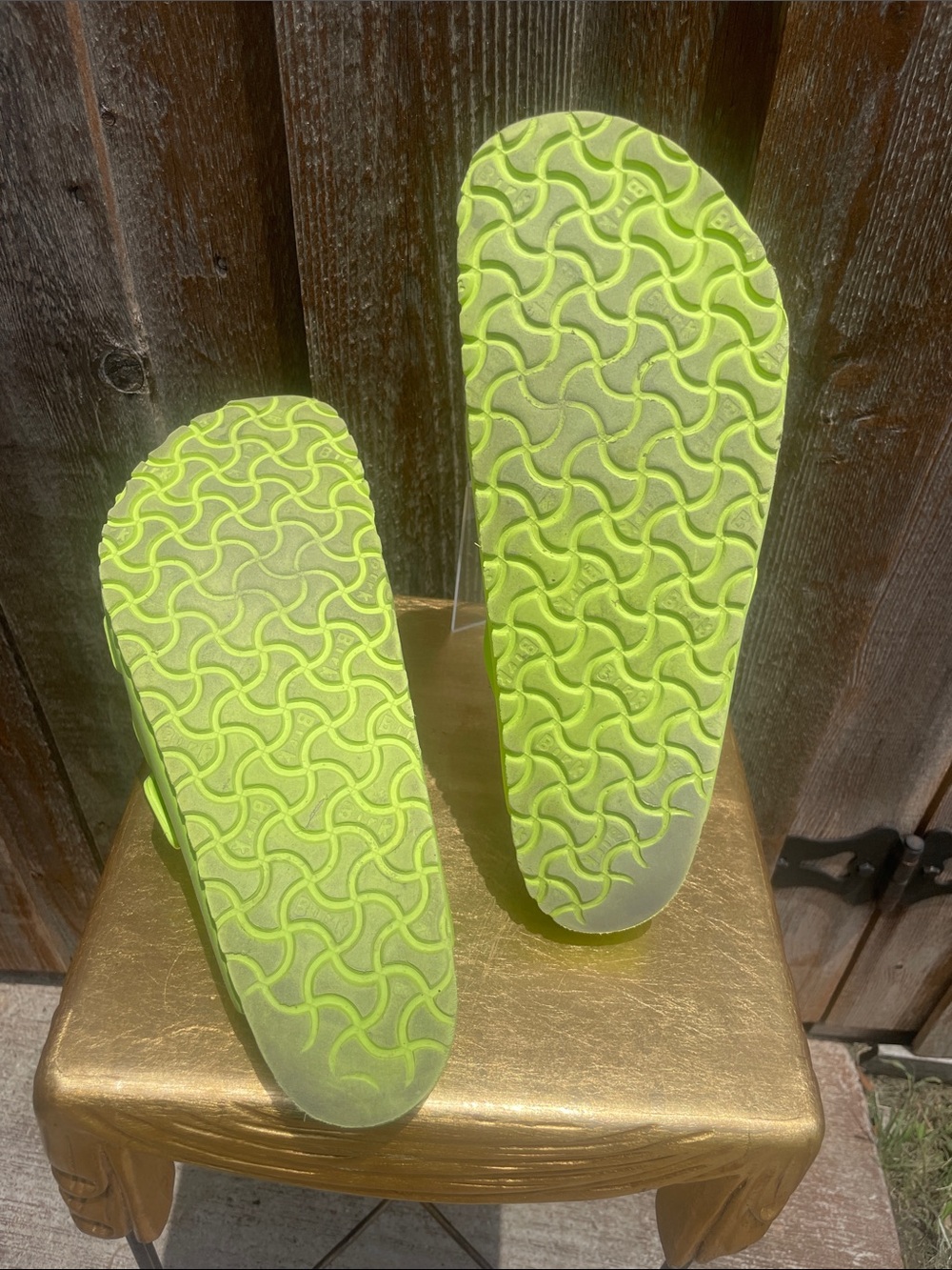 Mens Birkenstock Neon Green Slide Sandals with Buckle Straps - Picture 5 of 6